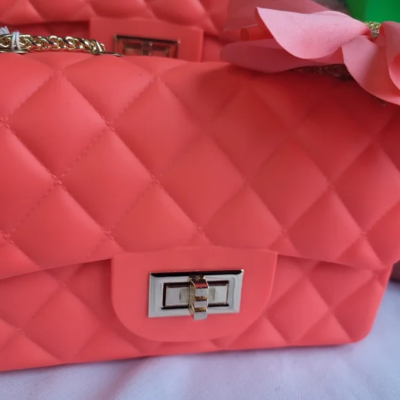 Orange Jelly Crossbody Bag with Flower Clip - Picture 4 of 6